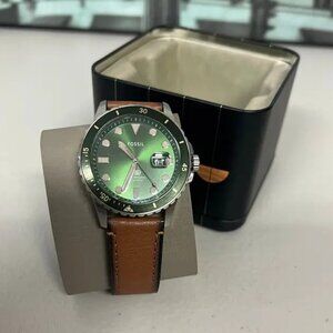 Fossil FS5946 Blue Dive Three-Hand Date Tan LiteHide Leather Watch